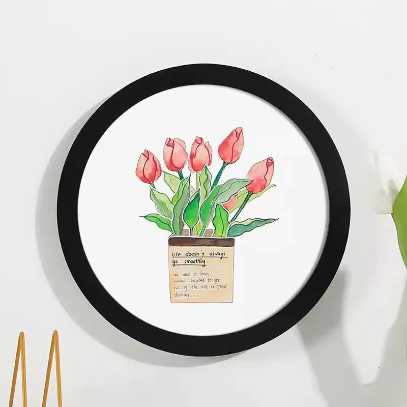 Simple circular photo frame 6 inches, 7, 8, 10, 12 inches, hanging wall picture frame, without painting core