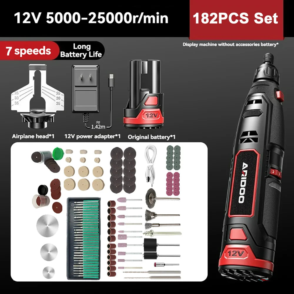 5000-25000r 12V Mini Drill Engraver Griding Electric Chain Grinder Rechargeable Cordless Electric Drill Micro Rotary Tool