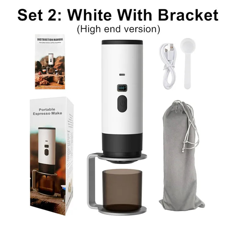 Portable 3-in-1 Wireless Electric Espresso Coffee Machine for Car Home Camping - Capsule Powder Travel Coffee Maker