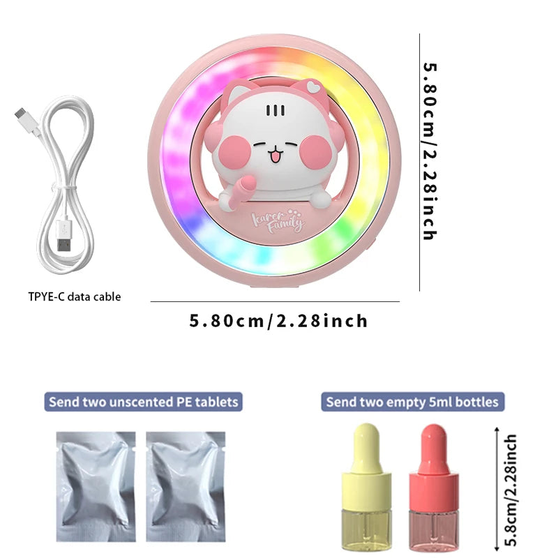 2025 new voice-activated RGB car air outlet aromatherapy car colorful music atmosphere lamp Type-C charging port