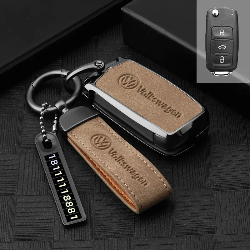 Vw Golf 5 6 Polo Passat B6 B7 Cc Skoda Jetta Universal Car Key Case Luxury Leather Key Cover Durable Secure Car Holder