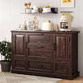 Farmhouse 48" Buffet Cabinet with Storage,Coffee Bar for Kitchen,Living Room,Wood Rustic Sideboard Cabinet w/5 Drawers&2 Groove