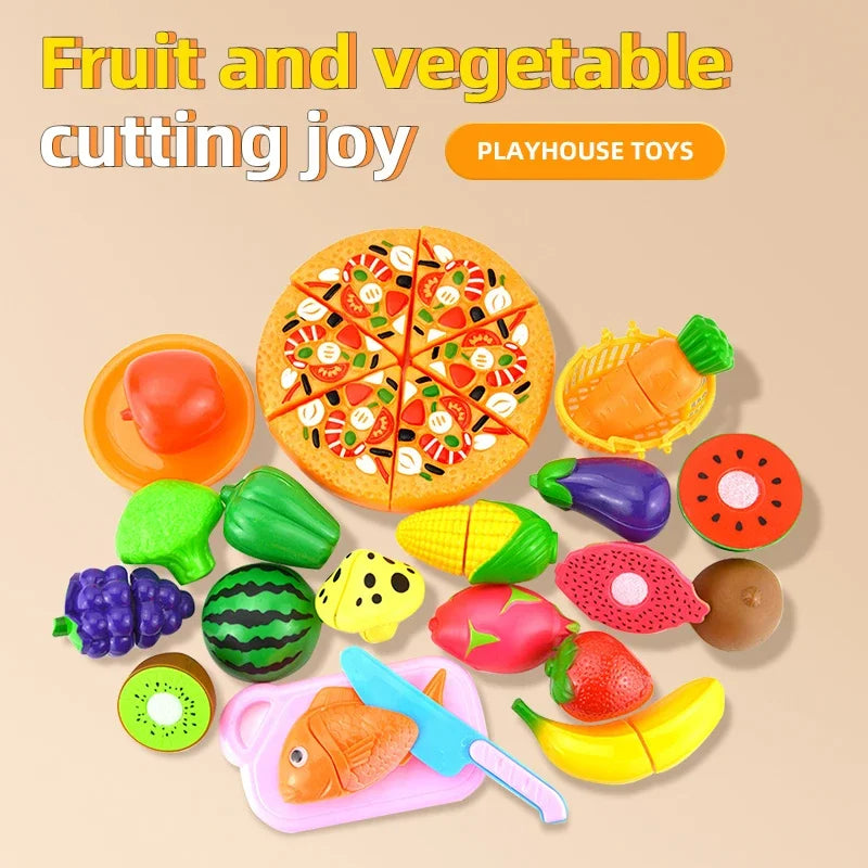 Kitchen Toys Set Cutting Fruit Vegetable Pretend Role Play Girl Toys Miniature Food Education Toy for Toddler Child Fidgets Toys