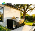 Customized Modular Stainless Steel Outdoor Kitchen Cabinet Complete BBQ Island With Grill For Garden Outside Dining