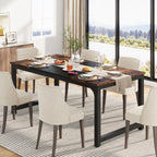 Tribesigns Dining Table, Industrial Kitchen Table for 6-8 Person, Rectangular Dinner Table for Dining Room