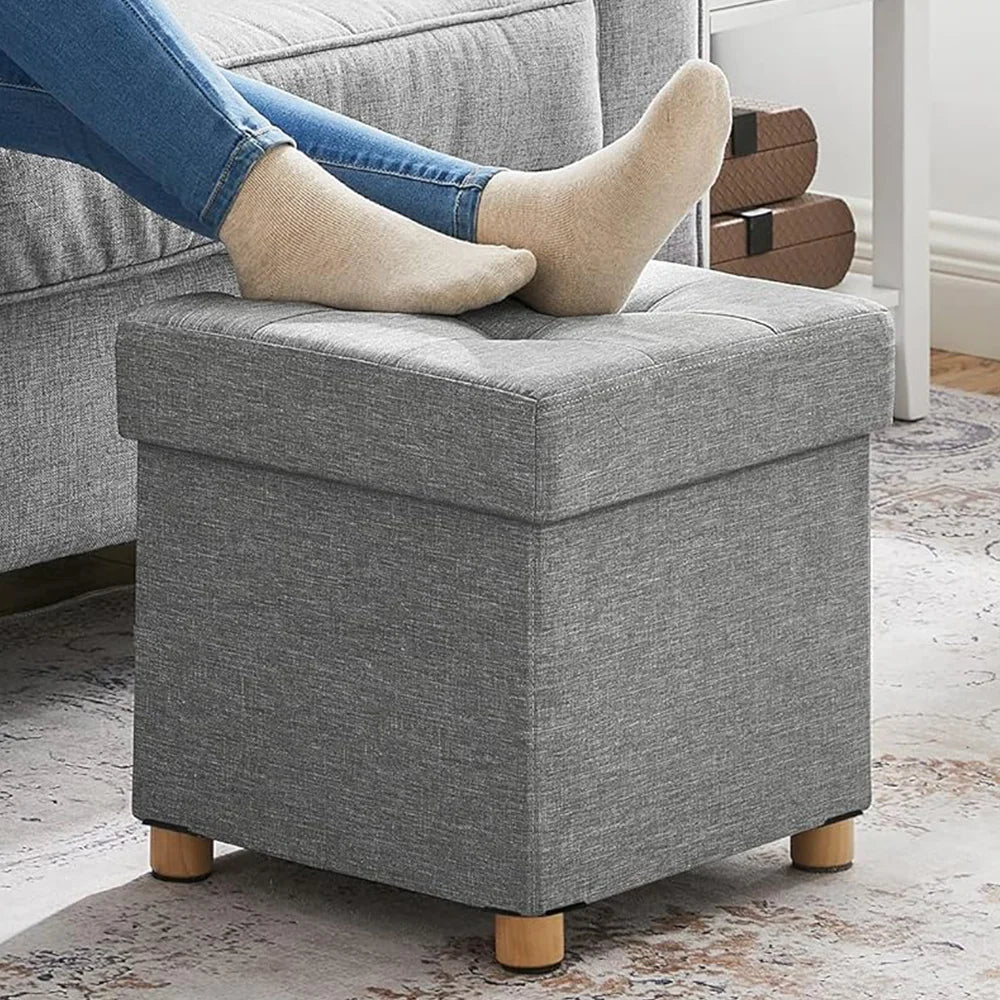 Folding Storage Trunk Footrest Stool Cube Bench Square Folding Stool Polyester Stool Storage Boxes for Bedroom Entrance Store
