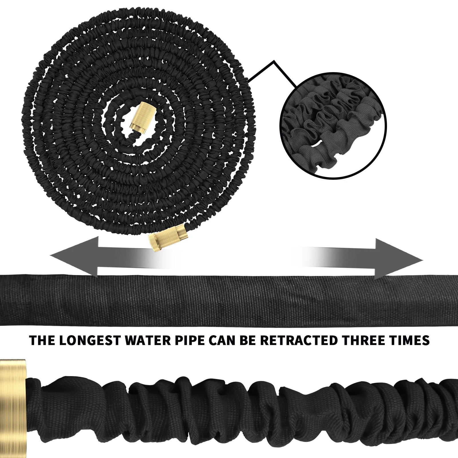Expandable Garden Hose Water Gun 7 Spray Modes Leak-Proof Kink-Free Lightweight Magic Hose for Watering Washing Cleaning