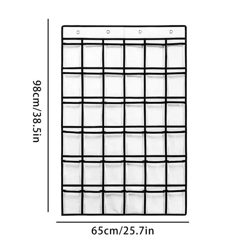 36 Clear Pocket Chart for Calculator Holder with Number Sticker Classroom Hanging Cell Phones Organizer