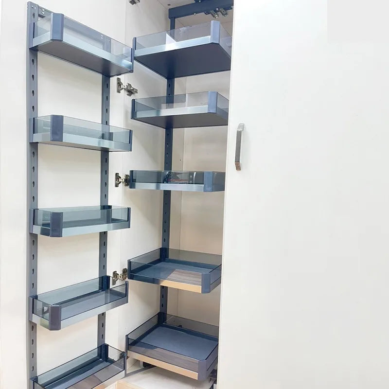 Slim Metal Kitchen  Drawer Metal Box Functional Kitchen Tall Unit Pantry Organizer Soft Close Drawer Storage Basket Plane Type