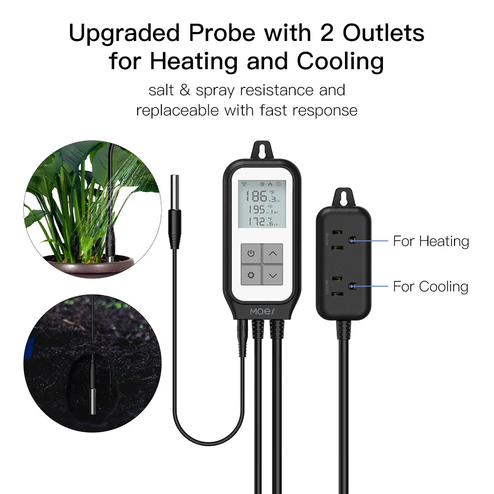 WiFi Digital Temperature Thermostat Outlet Plug Heating Cooling Mode Carboy Aquarium Home Brewing Tuya Smart Life App Control