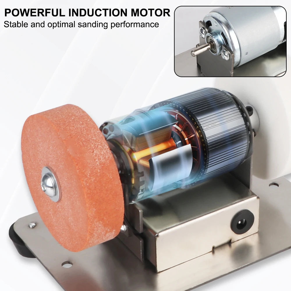 Micro Coarse and Fine Polishing Grinder Motor Double Grinder MachineArtifact Table Mini Electric Grinding Wheel Grindig Stone