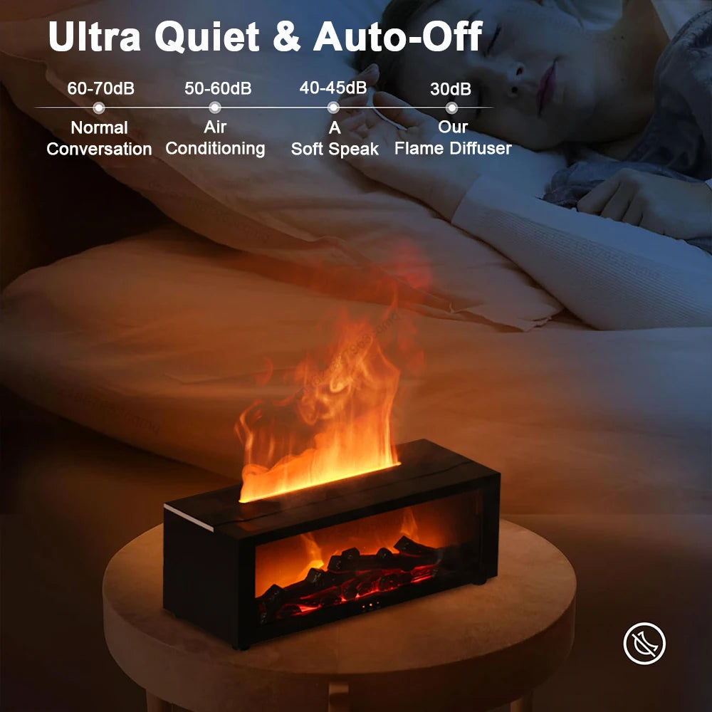 Aroma Air Humidifier Essential Oil Diffuser Fireplace Flame Humidifier