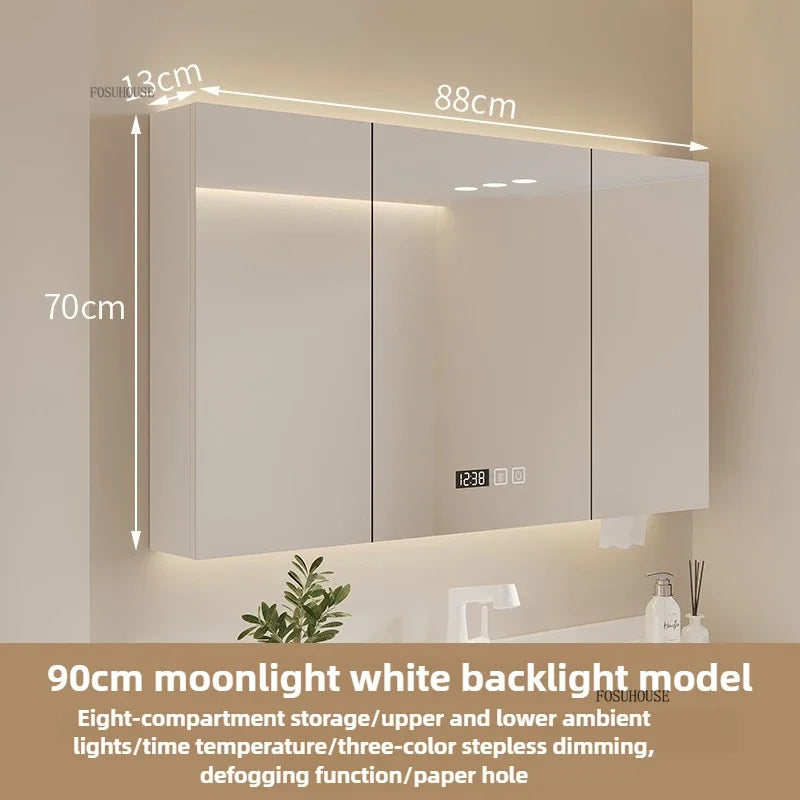 Bathroom Wall Mounted Mirror Cabinet Modern Smart Bathroom Cabinets with Mirror Creative Bathroom Storage Cabinet Home Furniture