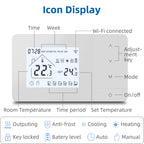 Beok Tuya Heating/Cooling Thermostat for Gas Boiler Smart Home Battery-powered Thermoregulator Daily programming Work with Alexa