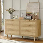 6 Drawer Double Dresser 54''W Modern Dresser Wood Storage Dressers & Chests of Drawers for Closet, Bedroom Living Room, Hallway