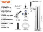 VEVOR Kegerator Tower Kit Single Tap Beer Conversion Kit Stainless Steel Keg Beer Tower Dispenser Dual Gauge W21.8 Regulator