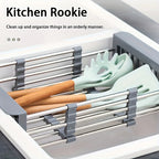 Kitchen Sink Drain Rack Stainless Steel Extendable Dish Drying Rack Drain basket Fruit Vegetable Washing Drainer Storage rack