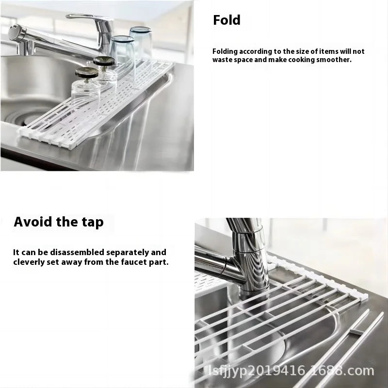 Kitchen Sink Roll Up Drainer Over Sink Over Sink Rack For Dish Cups Folding Dish Dry Rack Kitchen Counter Storage Drain Mats