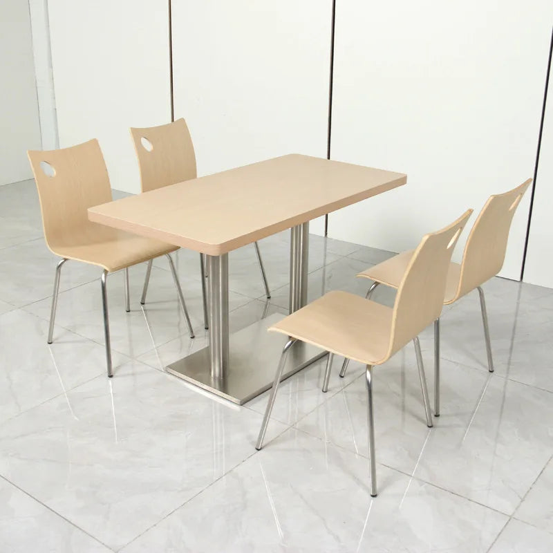 Ekintop Modern Minimalist Rectangle School Library Reading Room Furniture Restaurant Canteen Wooden Frame Dining Chair Table