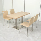 Ekintop Modern Minimalist Rectangle School Library Reading Room Furniture Restaurant Canteen Wooden Frame Dining Chair Table