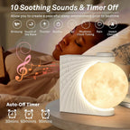 Moon Lamp Sunrise Alarm Clock for Bedrooms, Moon Night Light Clock Wake Up Light for Kids Teens,White Noise Sound Machine
