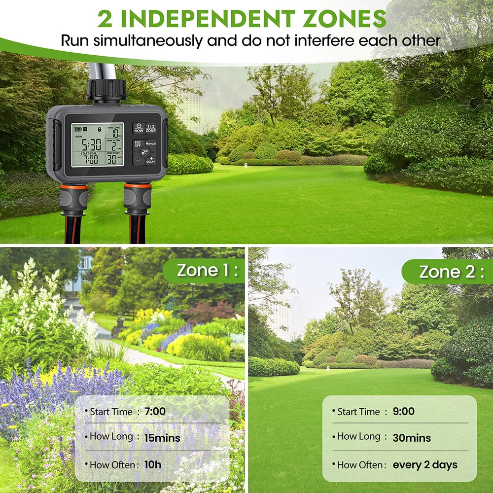 1/2/3-Outlets Smart Irrigation Watering System Automatic Water Timer Sprinkle Faucet Hose Programmer Timer for Garden Outdoor