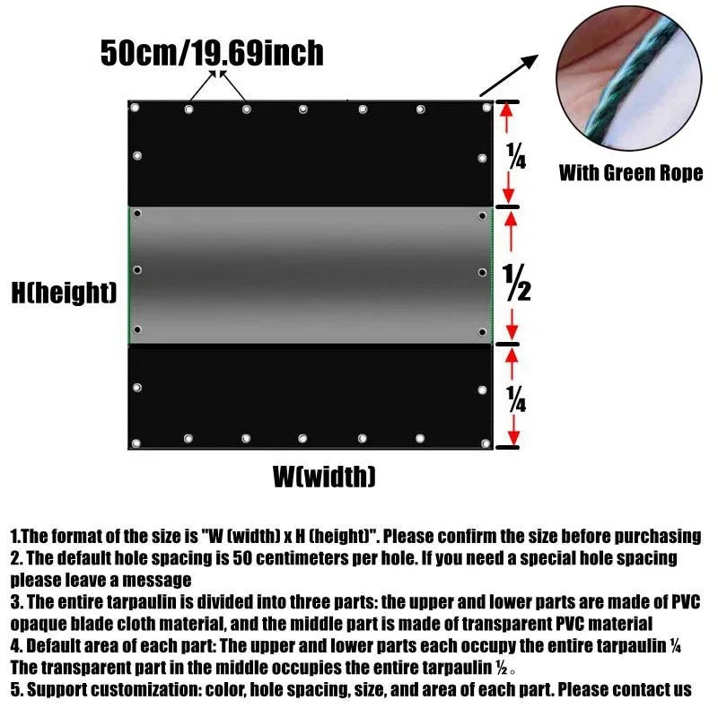 Customizable Transparent Zipper Tarpaulin with Twist Lock Pergola See Though Tarpaulin Heavy Duty Carwash Room Waterproof Screen
