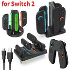 Charging Grip for Switch 2 Joy-Con Accessory Portable Charger Dock with USB-C Cable Charger Indicator Handle Bracket Stand ﻿