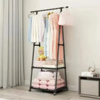 Mobile Clothes Hanger Triangle Coat Rack with Wheel Household Bedroom Storage Racks Rolling Simple Atmospheric Thick Coat Rack