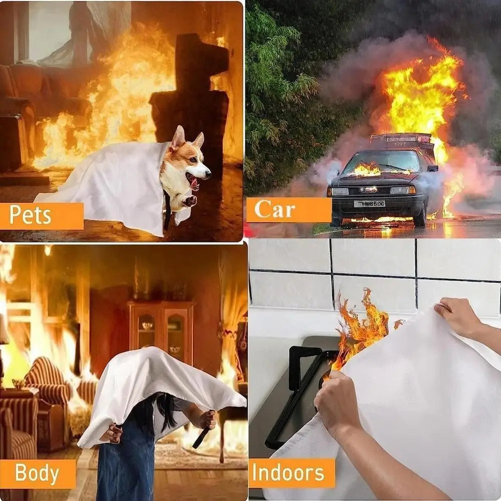 1/1.2/1.5/2M Fire Blankets Square Durable Fiberglass Retardant Fire Fiberglass Fire Shelter Safety Cover