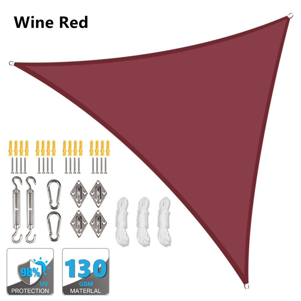 5x5x5/2x2x2M Waterproof Sun Shelter Triangle Sunshade Protection Outdoor Canopy Garden Patio Pool Shade Sail Awning Shade Cloth