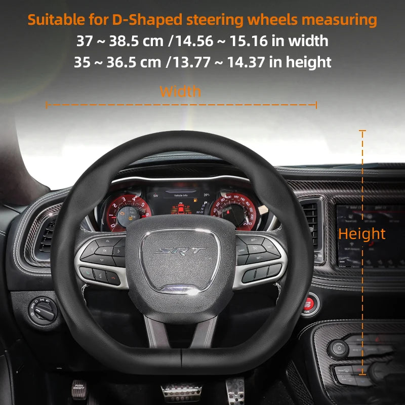 Suitable for Dodge Ultra-Thin Breathable Leather Steering Wheel Cover Suitable for Challenger Journey Charger Caliber Durango Ram 1500 Grand Caravan Dart Dakota Nitro Avenger Viper