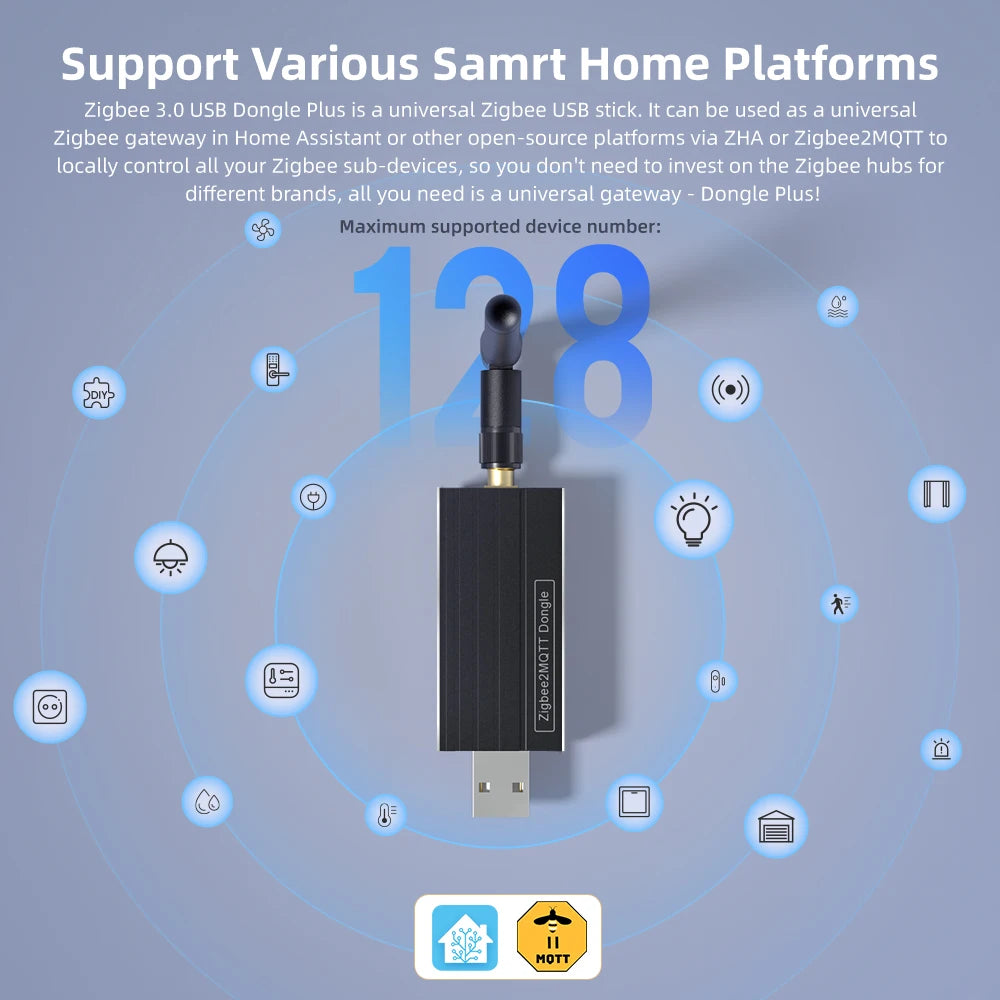 AVATTO Zigbee 3.0 USB Dongle Plus Wireless Zigbee Gateway USB Interface Capture Works With Home Assistant Zigbee2MQTT，Raspbian