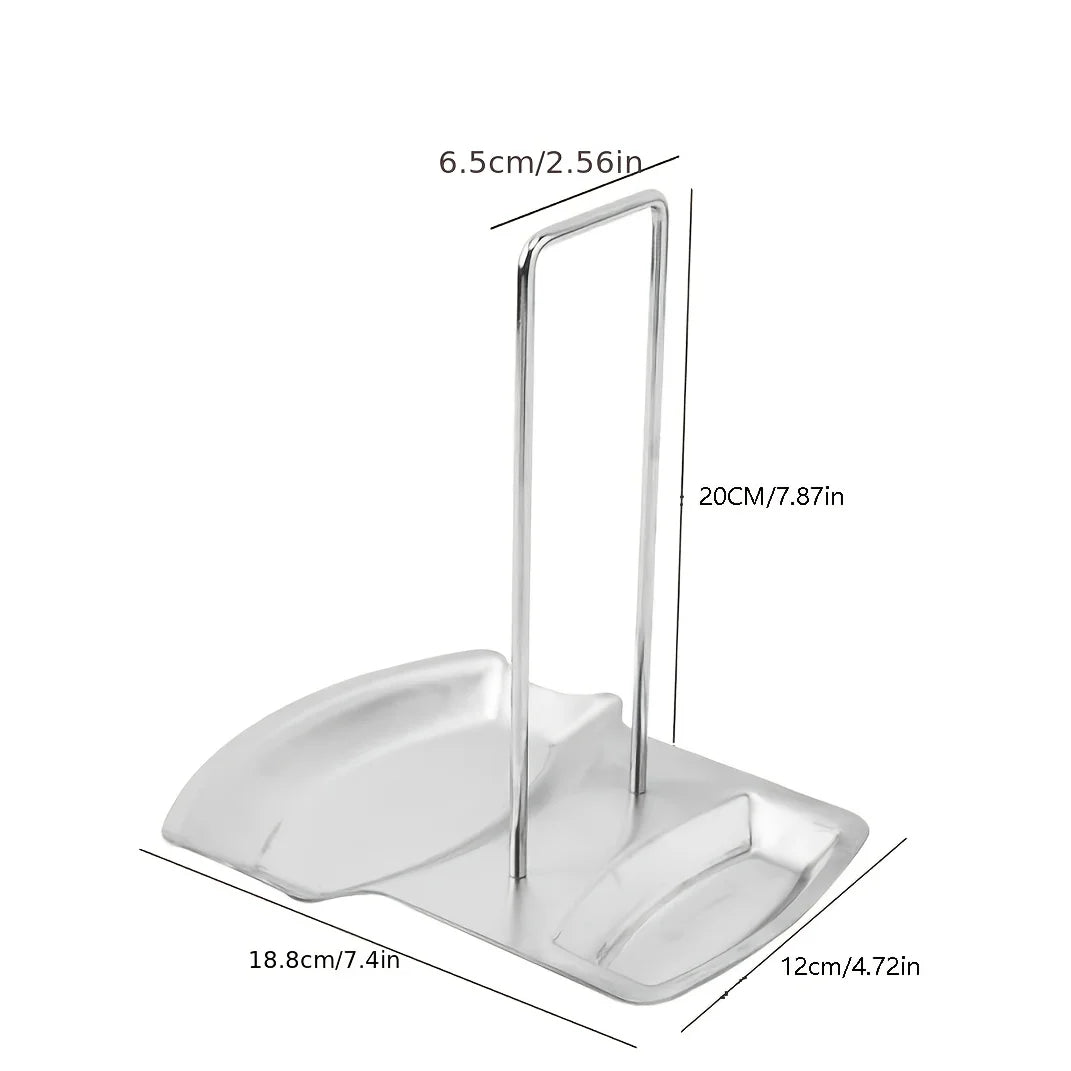 Kitchen Countertop Pot Lid And Spoon Rest Stainless Steel Holder Rack With Draining Tray Utensil Storage Stand Washing Basket