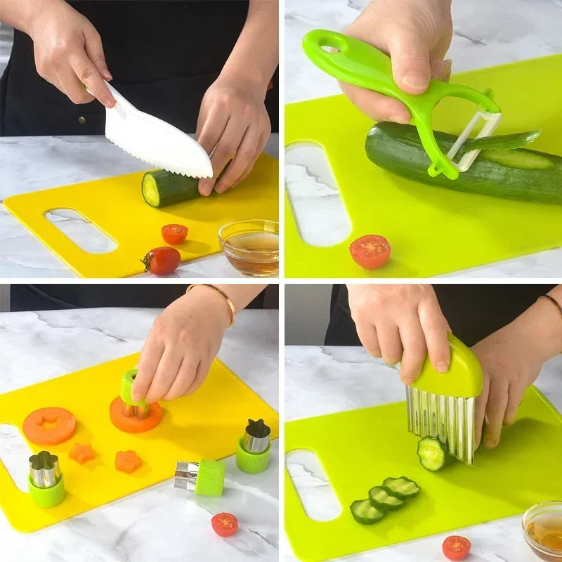 13/17PCS Montessori Kids Cooking Set Safe Knives Toddler Kitchen Tools for 2-8 Year Old Real Cooking Role Play Toy