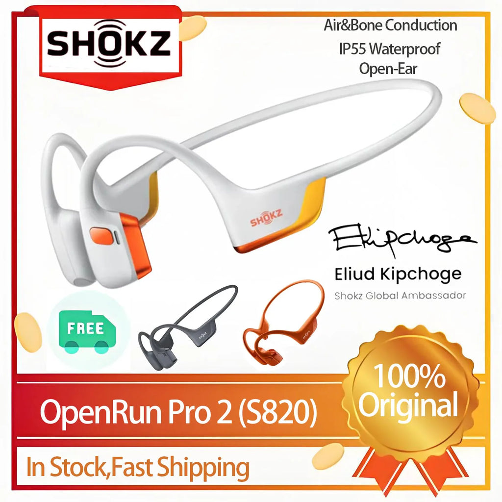 Original SHOKZ OpenRun Pro 2 S820 Bone Conduction Earphone Kipjoge Jointly signed Wireless Bluetooth Waterproof Sports Open Ear
