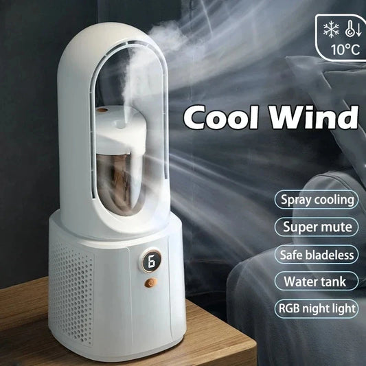 2025 New Bladeless Fan Leafless Spray Fan Usb Mute Desktop Bedroom Nig