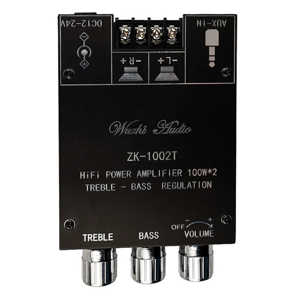 ZK-1002T CS8673E Bluetooth 5.0 HIFI 2.0 Channel Power Audio Stereo Amplifier Board 2*100W Module TREBLE Bass Note Tuning AMP