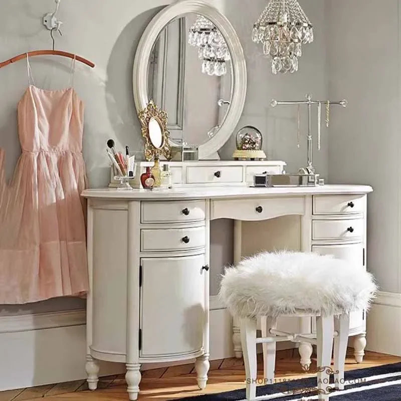 Modern Mirror Dresser Eithe Girl Makeup Luxury Women Wooden Dressing Table Storage White Large Coiffeuse Nordic Home Furniture