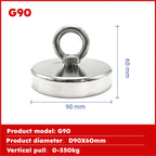 Super Strong Neodymium Fishing Magnet Hook N52 Heavy Duty Rare Earth Magnet With Countersunk Hole Eyebolt 16-90mm Salvage Magnet