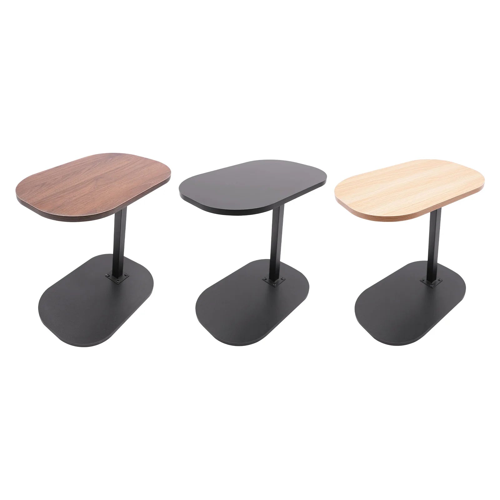 Adjustable C-Shaped Side Table 17.7-31.5" Height & 360° Rotating Top for Bed/Sofa (Walnut/Black/Wood)