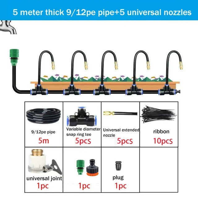 5-20M Universal Automatic Irrigation Sprinkler Kit Rotating Copper Nozzle Garden Balcony Atomization Sprinkler Watering Kits
