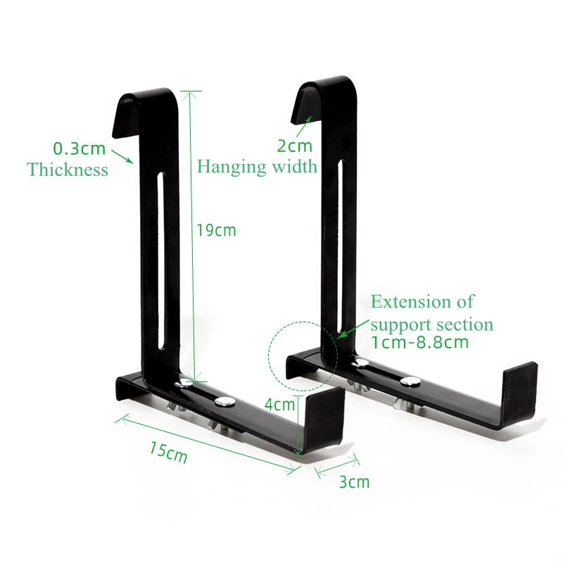 1 Pair Hanging Flower Planter Hooks Plant Pot Box Holders Adjustable Hanger For Flower basket  Balcony Yard Garden Wall Decor
