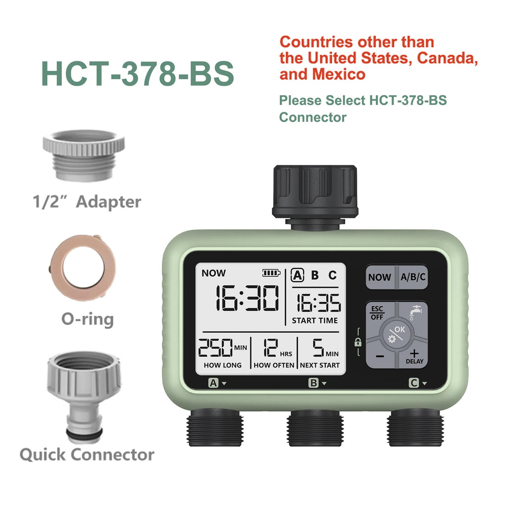 Newest 2024 3-Outlet Water Timer Independent Control Program Digital Garden Sprinkler