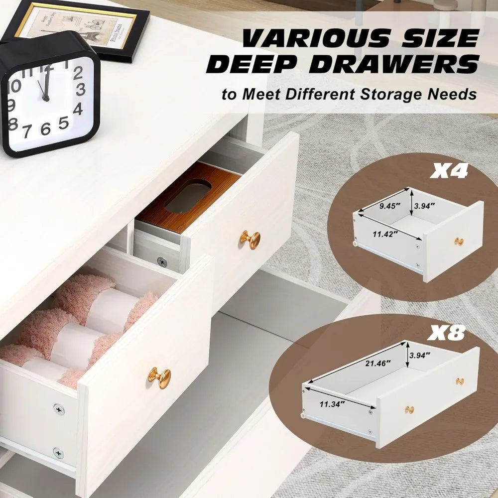 10 Drawer Dresser for Bedroom,Wood Chest of Drawers with Smooth Metal Rail,Large Dressers,Modern Bedroom Dressers with 10 Drawe