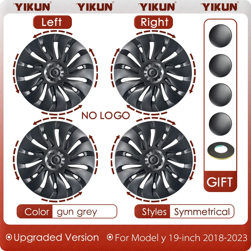 4PCS HubCap Performance  Automobile Replacemen Hub cap Full Rim Cover Accessories for Tesla Model Y 19 Inch Wheel Caps 2018-2024