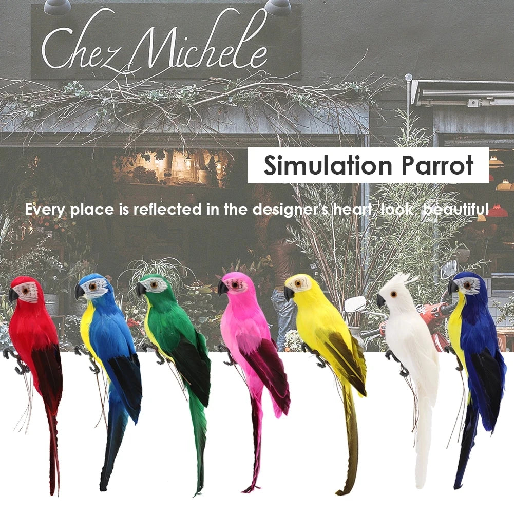 25/35cm Handmade Foam Feather Artificial Parrot Imitation Bird Model Figurine Foam Birds Parrot Home Garden Decoration Ornament