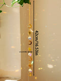 Sun Moon Crystal Suncatcher Rainbow Maker Stained Glass Beaded Sun Catcher Window Hanging Ornament Wind Chimes Yard Garden Decor