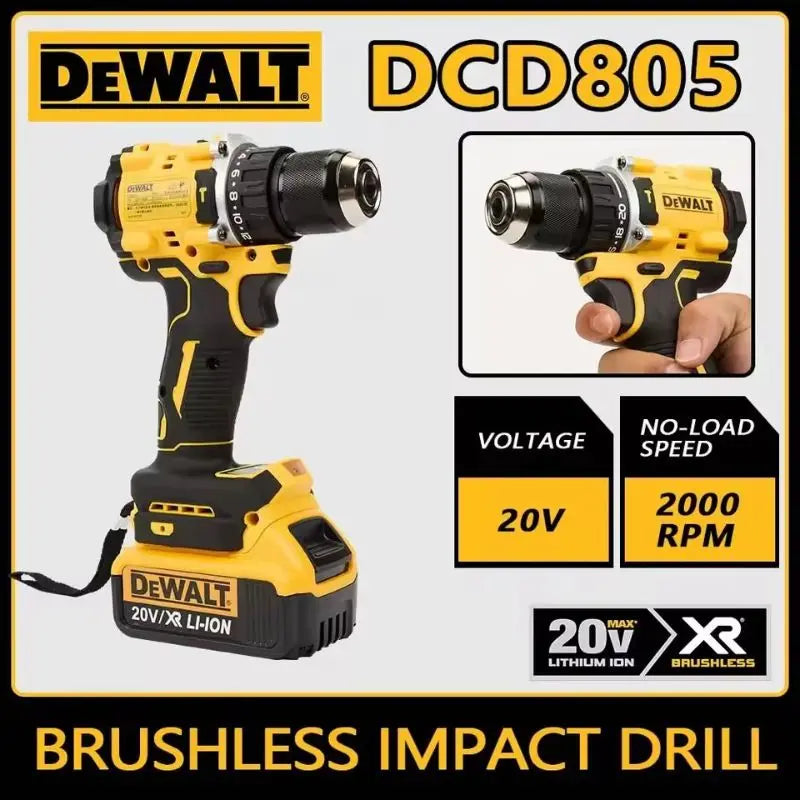 DeWalt DCD805 20V Brushless Slot Wrench, Compact Drill or Tools Driver Battery Impact Wrench, Power Tool