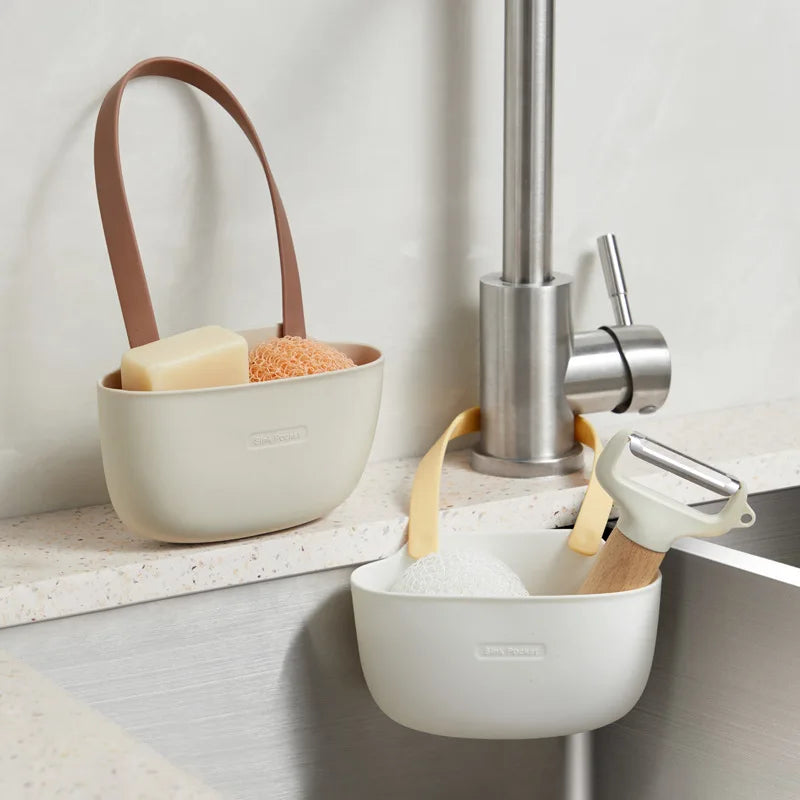 Kitchen Sink Rack Hanging Drain Basket Soap Sponge Holder Adjustable Drain Rack Faucet Drainage Hanging Basket Storage Organizer